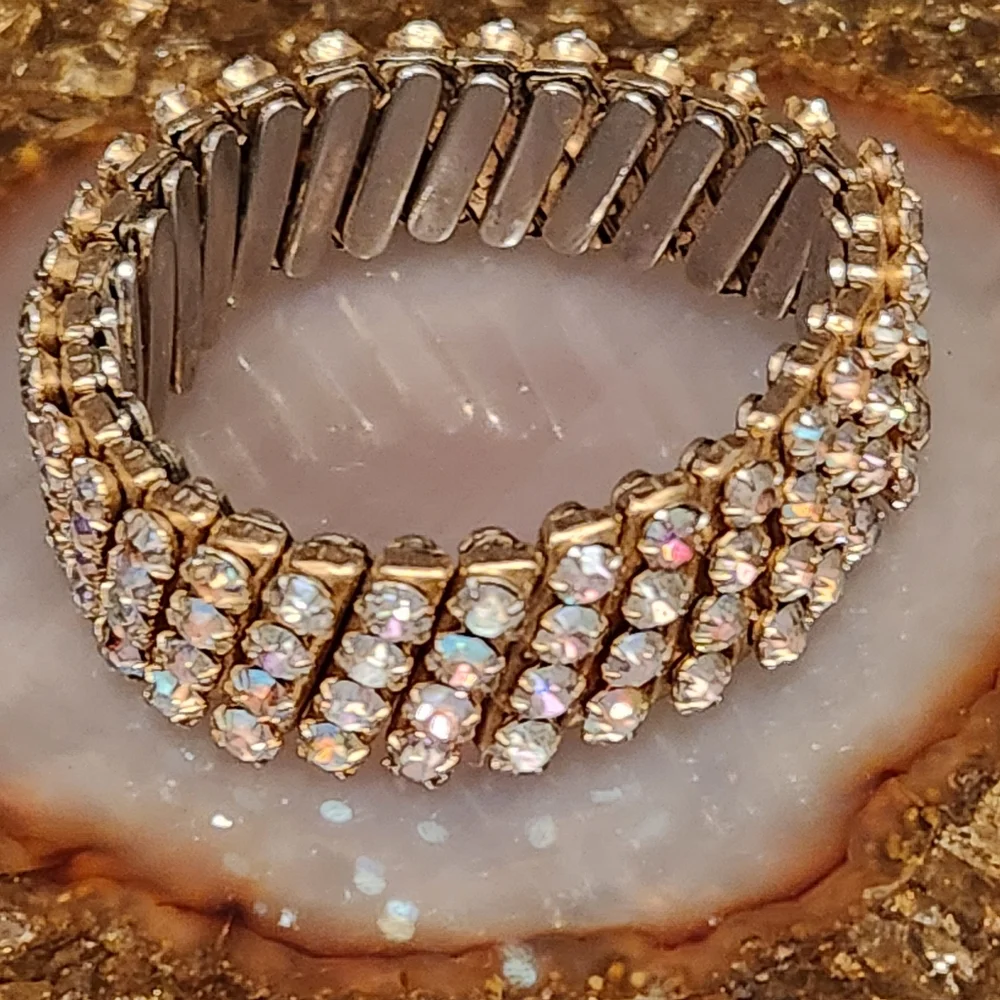 Gold Stretch Bracelet with Aurora Crystals